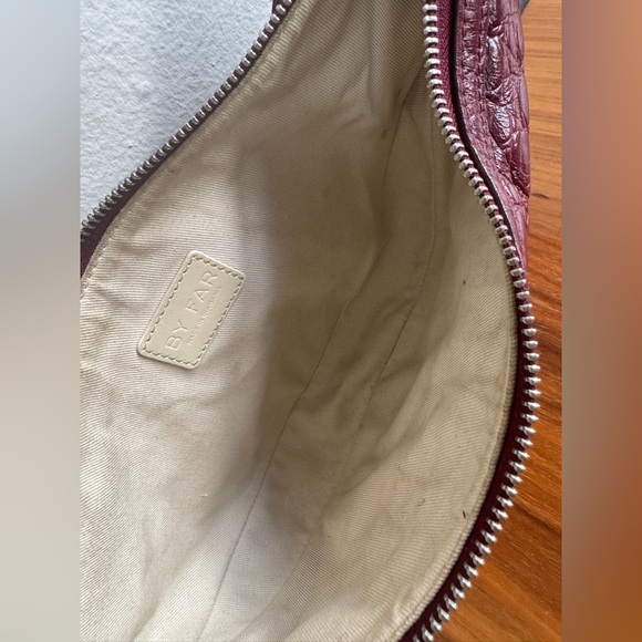 By Far Gib Shoulder Bag Wine Circular Croco Embossed Leather EUC - Picture 4 of 15
